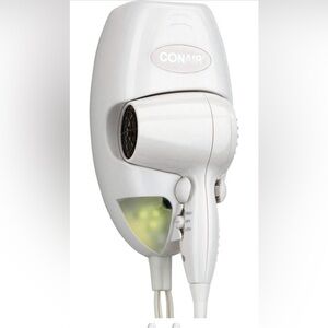 Conair 134W Mini Turbo White Wall Mount Hair Dryer with Nightlight - 1600W